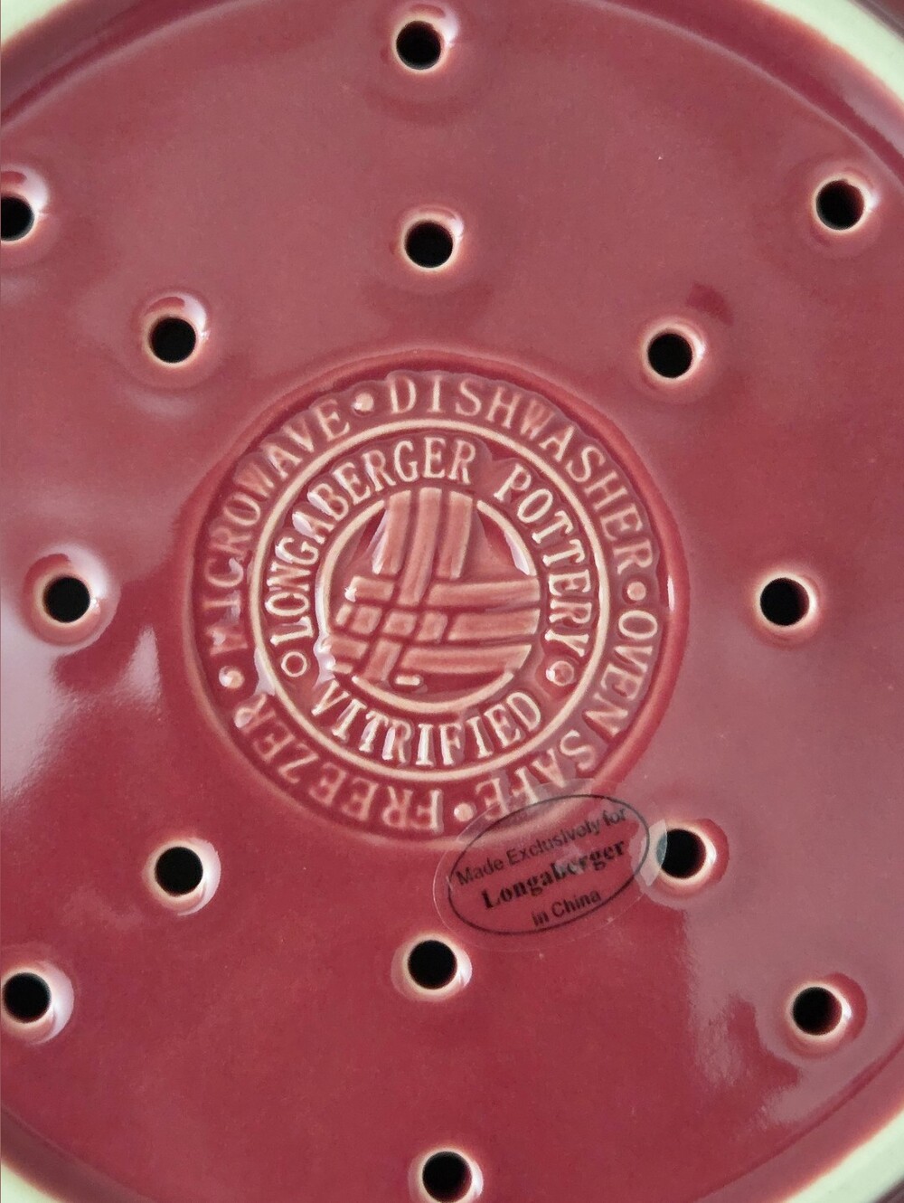 Longaberger Woven Traditions Large Colander Pasta Strainer Paprika Red 10 inch